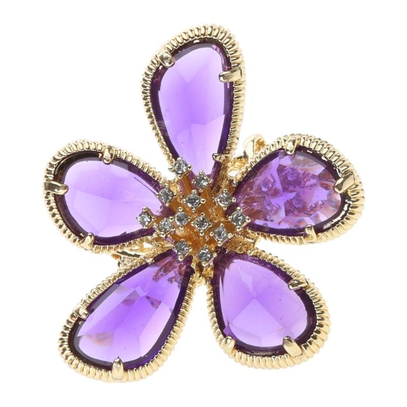 

European and American Exaggerated Crystal Flower Ring- Feminine Fashion Opening Rings Online Celebrity Forefinger Rings