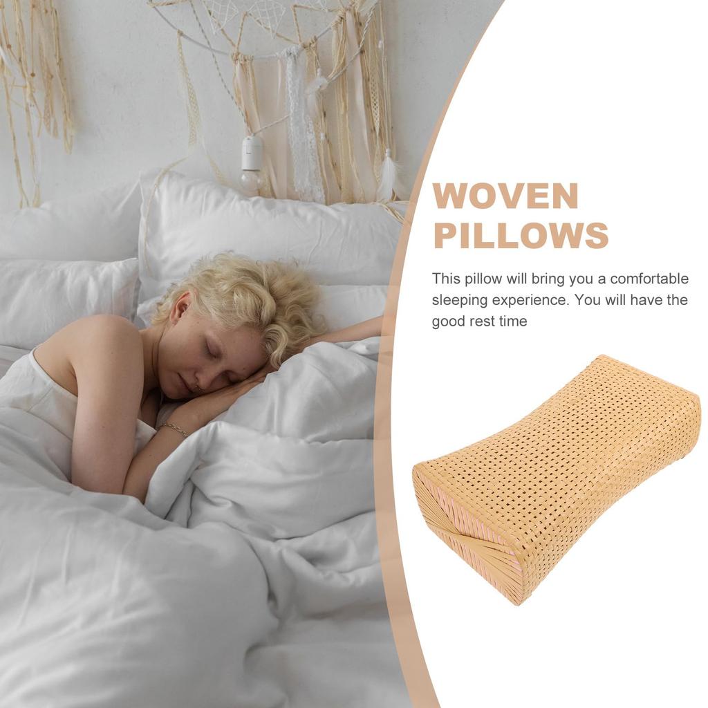 Gogogmee Imitation Bamboo Mat Pillow, Easy-to-Use Rattan Pillow for Cervical Support, Perfect Gift