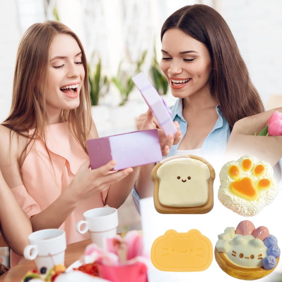 SSKHE 4Pcs Taba Squishy Set,Strawberry + Hamster + Cat Paw + Hamster+ Oreo , Fufu Squishy Squeeze Toy Squishes Kit for Stress Relief Sensory Play Fid