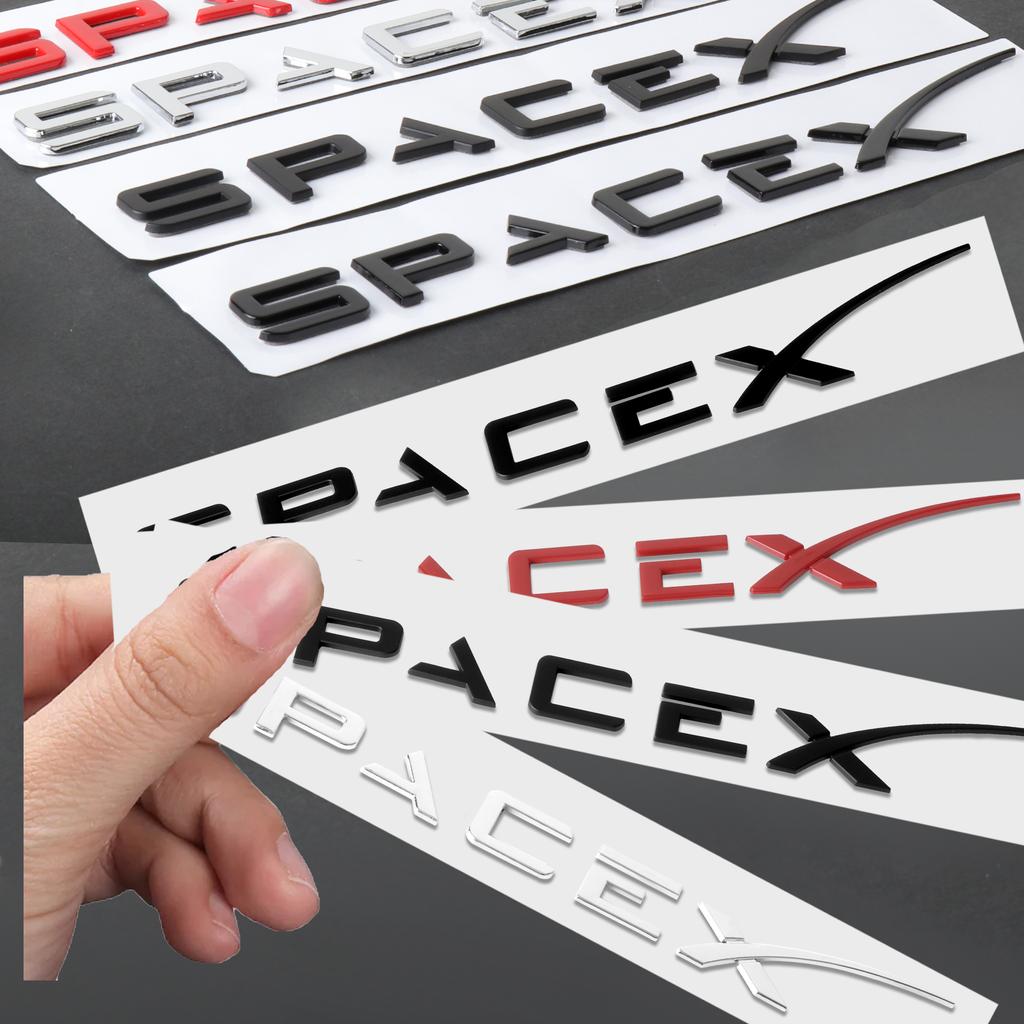 1Pcs Car ABS Badge Letter Label Space X Logo Tail Trunk Sticker For Tesla SpaceX Model 3 Model Y Model S Model X DUAL MOTOR Coil