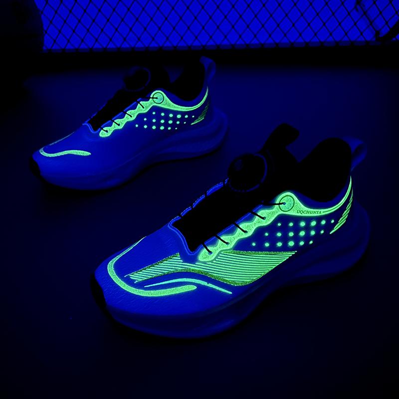 Rotating Button Men's Shoes Breathable Spring and Autumn Popcorn Sneakers for Teenagers Ultra-light Cushioned Running Shoes