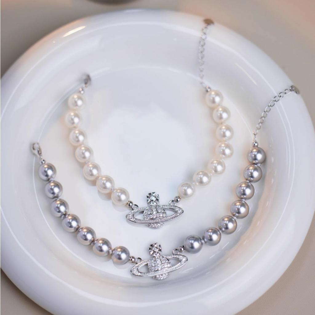 Shijia Perla Imperatrice Vedova Occidentale Bracciale Pianeta Saturno Full Diamond Choker Vivian Gioielli per Mano di Temperamento Lusso Leggero