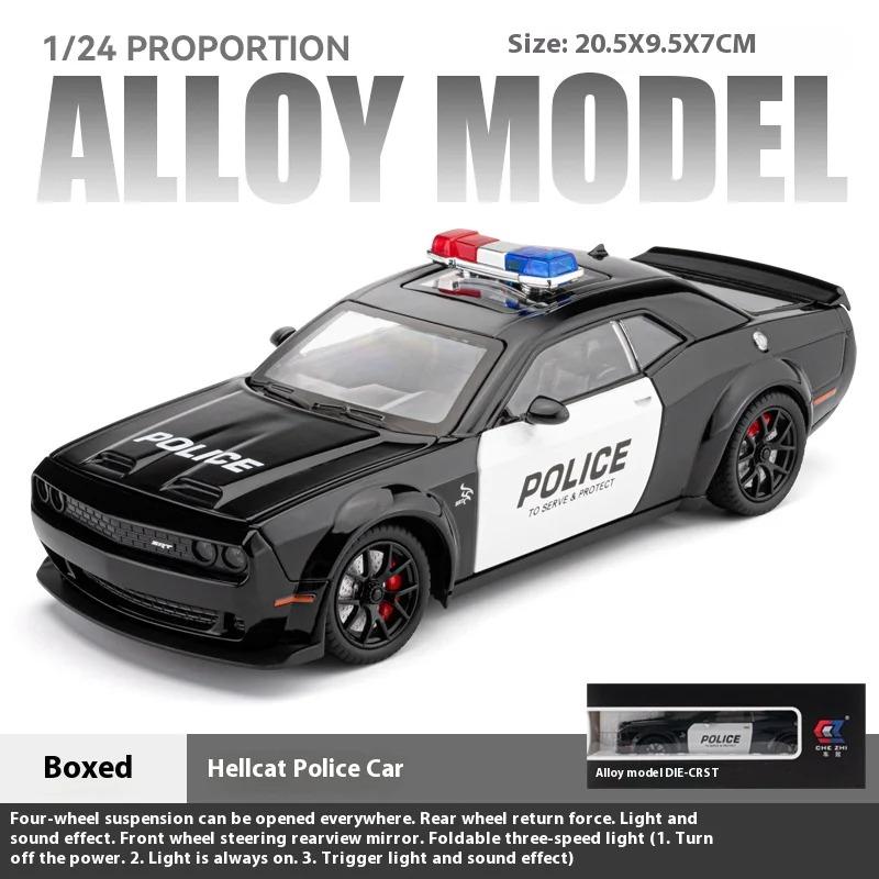 

1/24 масштаб Dodge Challenger SRT Hellcat полицейская машина литая модель автомобиля коллекция миниатюрных игрушечных машинок для мальчиков чёрный