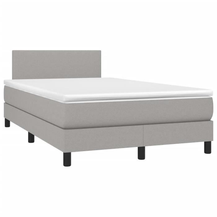 3139881 vidaXL Lit à sommier tapissier avec matelas Gris clair 120x200cm Tissu