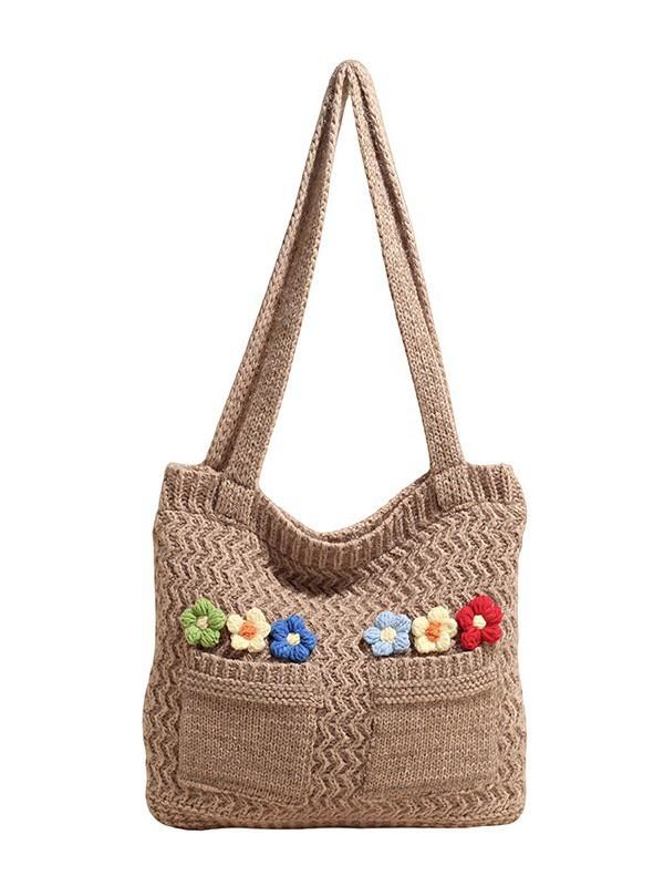 Cotton Woven Shoulder Bag With Open Top And Inner Pocket For Everyday Use