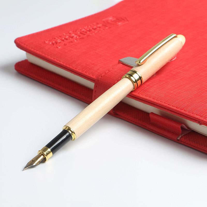 Engraved Maple & Beech Wood Pen Set: Creative Ballpoint and Fountain Pen with Gift Box