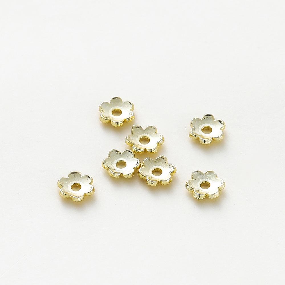 20pcs/lot 14K 18K Gold Color Tibetan Flower Beads Caps Tassel Loose Spacer Tray Beads For DIY Jewelry Making Accessories