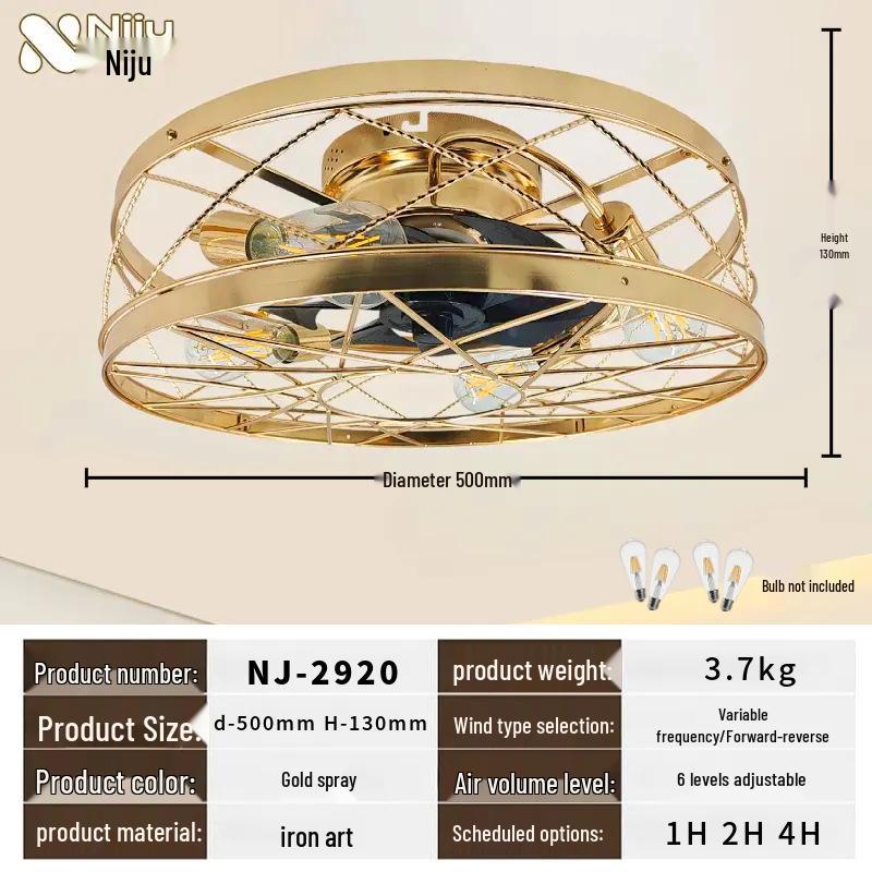 

Потолочный вентилятор в американском ретро-стиле с железными лопастями для гостиной, коридора или прохода - Модель 2025