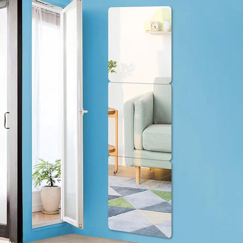 Acrylic Soft Mirror Dressing Mirror Wall Stickers Self-adhesive HD Full Body Mirror Stickers Home Bathroom Mirror Stickers 4pcs