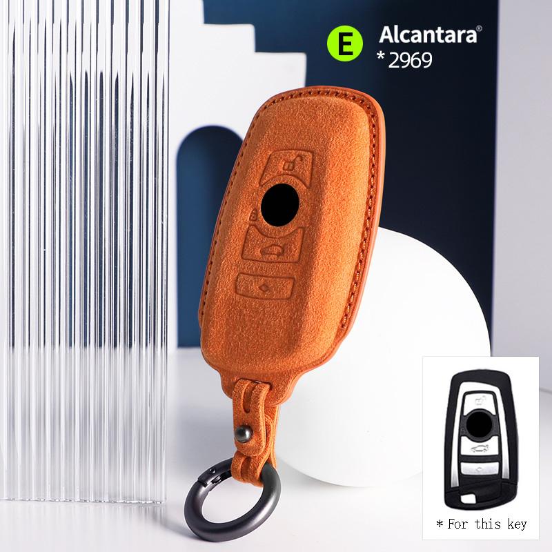 Alcantara Car Key Case Cover For BMW 1 2 3 5 7 Series X1 X3 X5 X6 F15 F16 F20 F22 F30 F32 G30 Keychain Auto Accessories