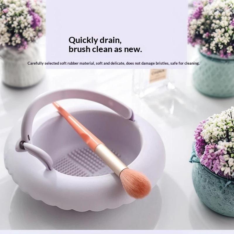Silicone Makeup Brush Cleaning Box Multifunctional Scrubbing Mat Beauty Sponge Drying Holder for Beginner Use