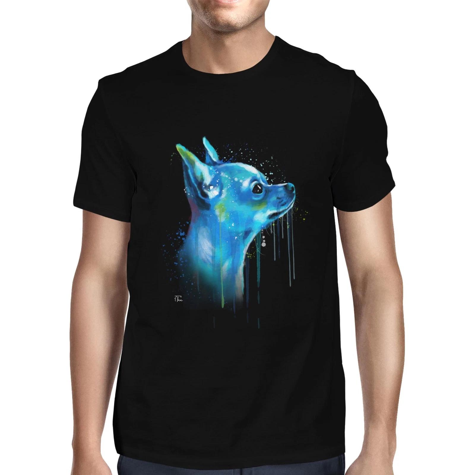 1Tee Mens Watercolour Abstract Chihuahua Dog T-Shirt XXXL