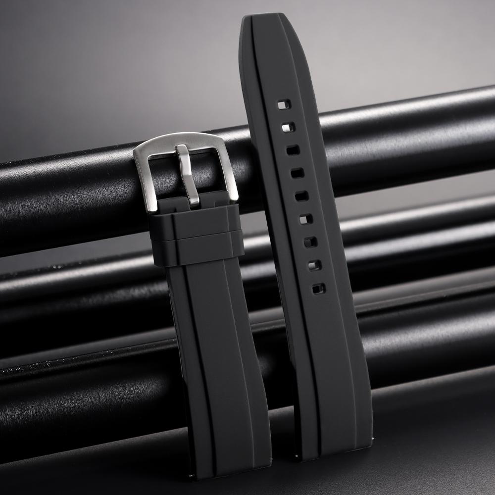 Silicone Rubber Watch Strap 20mm 22mm Sports Watchband Black Green Orange Blue Wristband Universal Quick Release Bracelet Belt