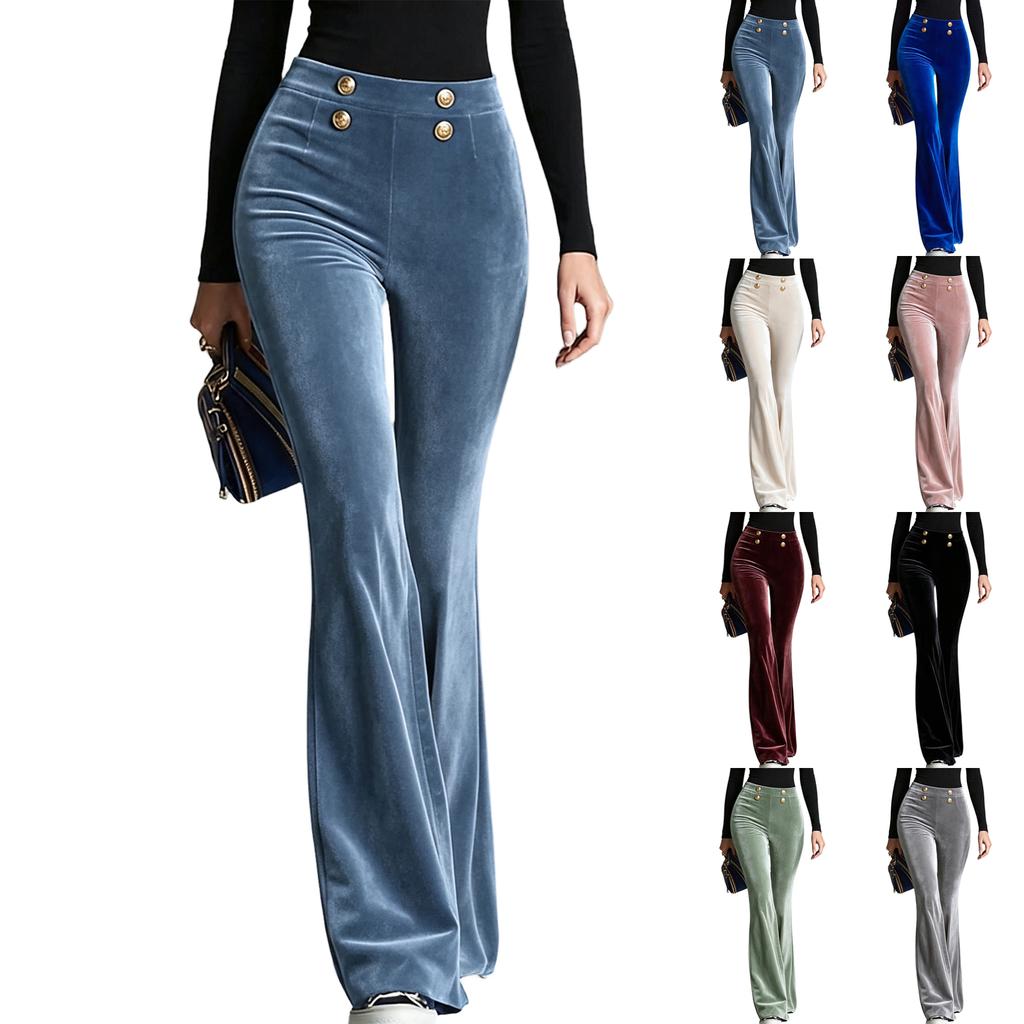 Women's Stylish High Waist Slim Fit Flared Casual Pants in Colors
