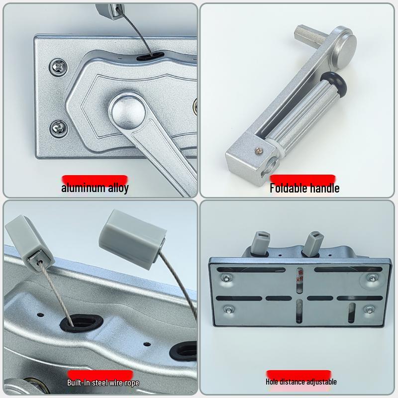 Universal Hand Crank No-Punch Clothes Drying Rack with Adjustable Hole Distance for Balcony.