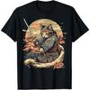 AETYOAJKLUoi Japanese Art Cat Ninja Ukiyo-e Anime Style Samurai Cat T-Shirt(1)