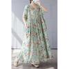 Women's Simple and Fashionable Long Skirt, Short Sleeved Round Neck Printed Dress