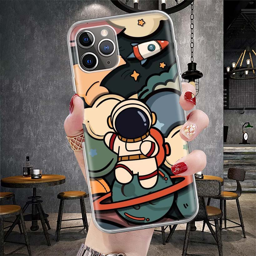Cartoon Planet Astronaut Star Rocket Soft Phone Case For IPhone 11 17 Air 16E 16 Pro Max 15 + 14 Plus 13 Mini 12 Apple 7 SE 8 Fu