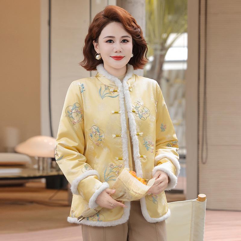 Thickened Retro Chinese-Style Cotton Jacket with Frog Buttons
