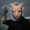 Halloweenská zvířecí pokrývka hlavy, Strašidelná maska s tesáky a rohy, Latexová maska Lucifer