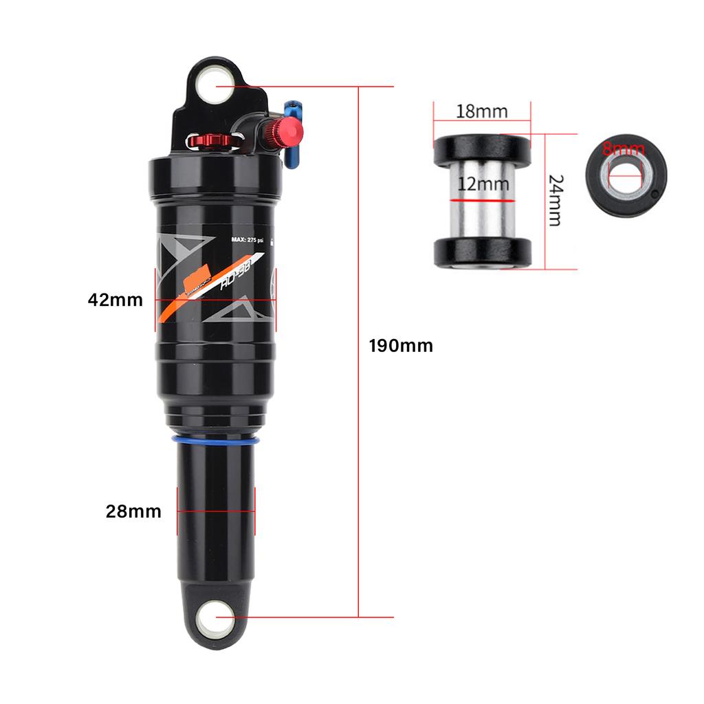 Mountainbike Mjuk Bakre Ram Svans Lufttryck Återfjädring Stötdämpare Cykeltillbehör 190MM