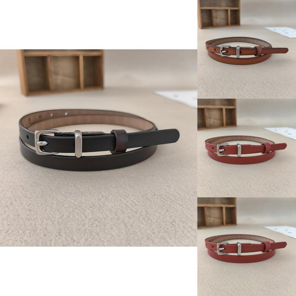 Classic Twolayer Leather Belt For Women With Silver Buckle For Casual And Office Wear