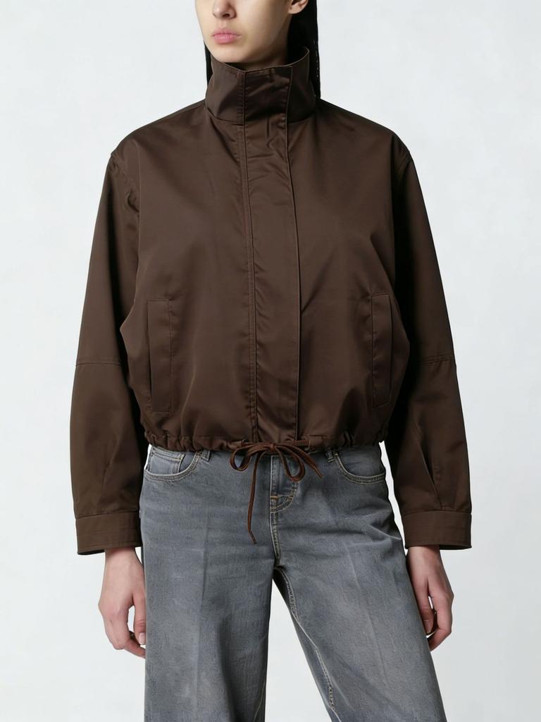 European beautiful women's bomber jacket winter coat casual spotted stand-up collar long sleeve cotton-padded women's clothing