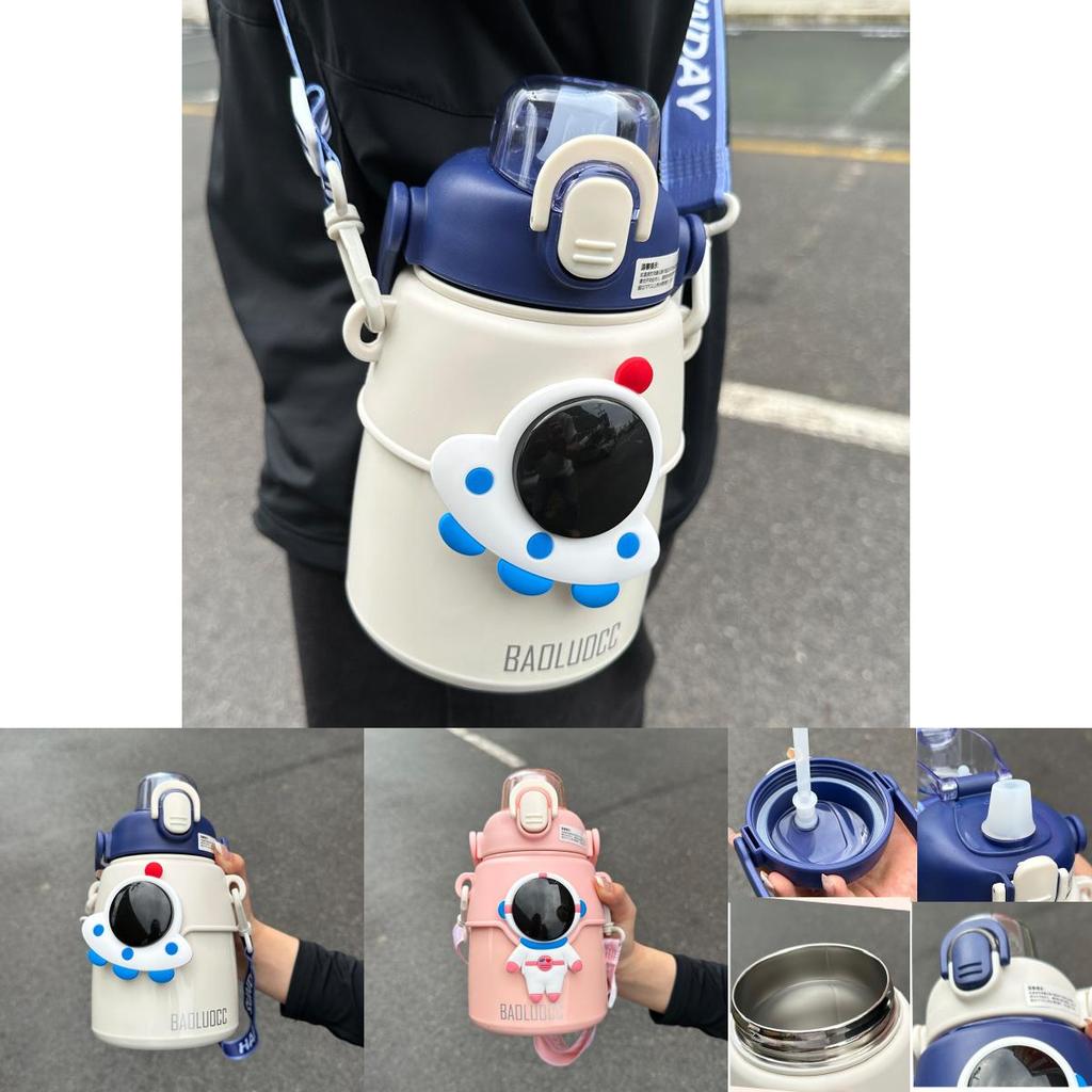 Hseen 2023 New Children's Insulated Cup Cute Cartoon Straw Cup Stainless Steel 850ml Capacity