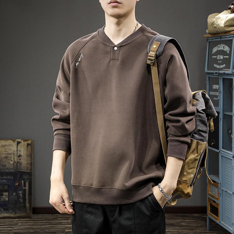 High-End American Retro Heavy Henry Collar Sweater Men'S Loose Large Size Trendy Brand Sports And Leisure Top Jacket