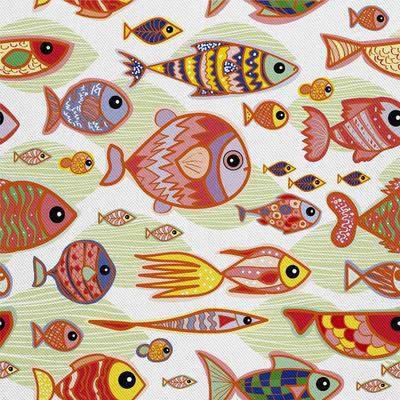 Outdoor Dekostoffe Oxford - Motiv Bemalter Fisch