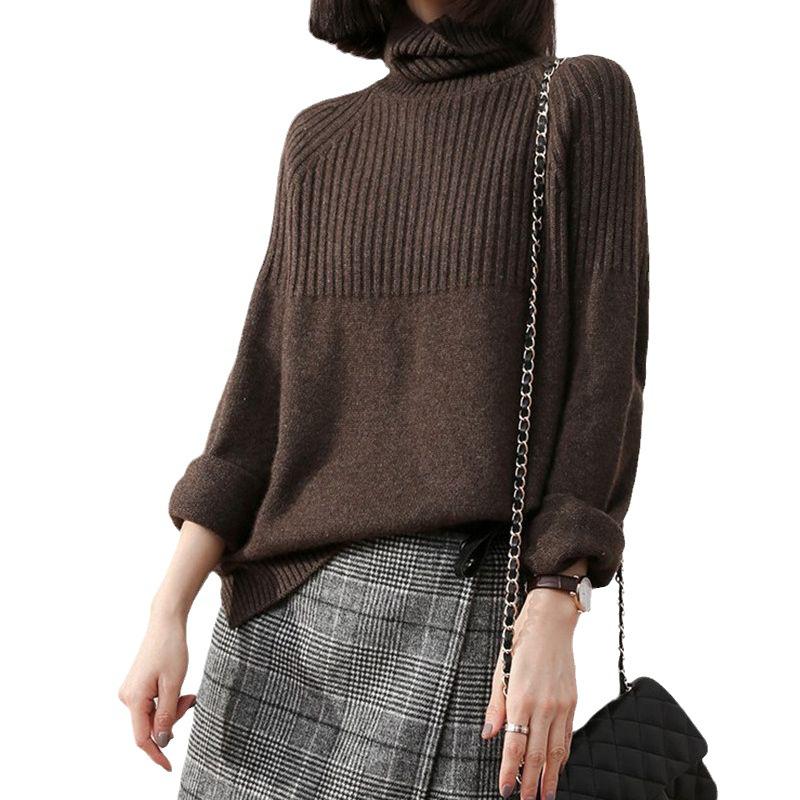 

Водолазка Женский Пуловер Топы Осень Зима Харадзюку Корейский Вязаный Джемпер Пулль Фам Зима Свитер 3XL темно-коричневого