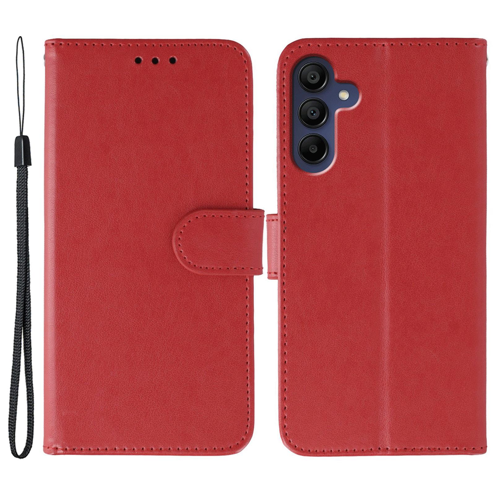 

For Samsung Galaxy A55 5G Cases PU Leather Flip Wallet Phone Cover with Strap Red