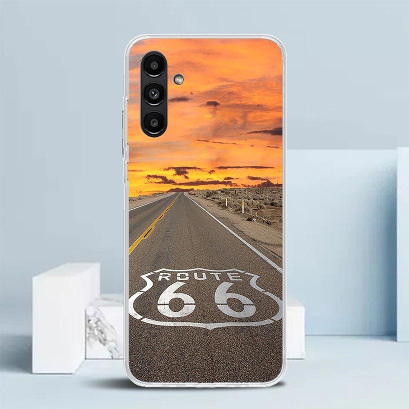 America Route 66 Cover for Samsung Galaxy A17 A37 A57 A16 A26 A36 A56 A15 A14 A55 Phone Case A13 A53 A25 A35 A24 A34 A23 A33 Gal
