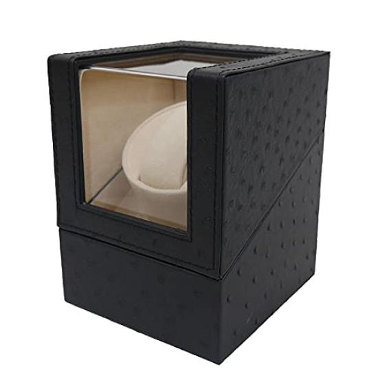 [WNJAPAN] Watch Winder, Single Watch Winder, Automatic Winding, Silent Design, Popular Gift, Interior Decor, Ostrich Leather, Black PU Leather,