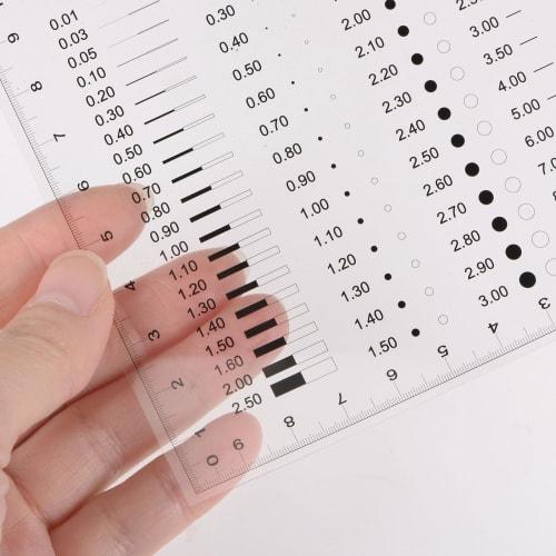 uxcell High-Precision SEC Size Estimation Chart, 10x10cm, Transparency Defect Detection Film Ruler for Diameter and Line Width Defect Measurement