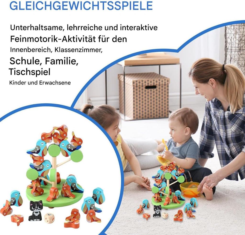 Generisch Wooden Stacking Toys, Fun Interactive Fine Motor Activity, Educational Tabletop Game for Indoor School Classroom Family Adults