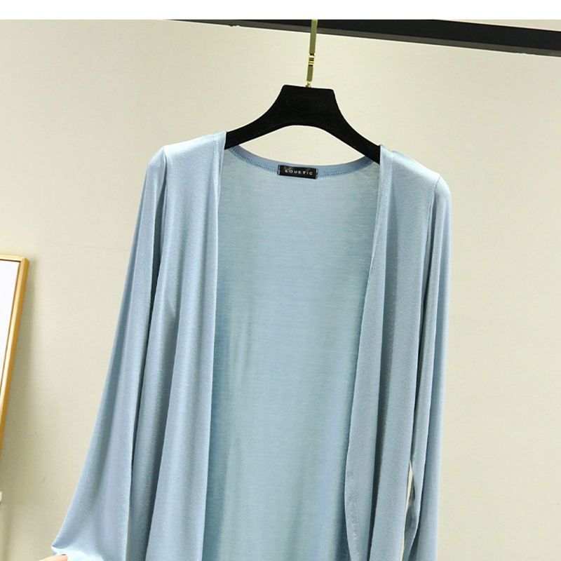 Thin Modal Coat Women's Summer Loose Clothes Versatile Casual Top Long Sleeve Knitted Air Conditioning Cardigan Sunscreen Clothes