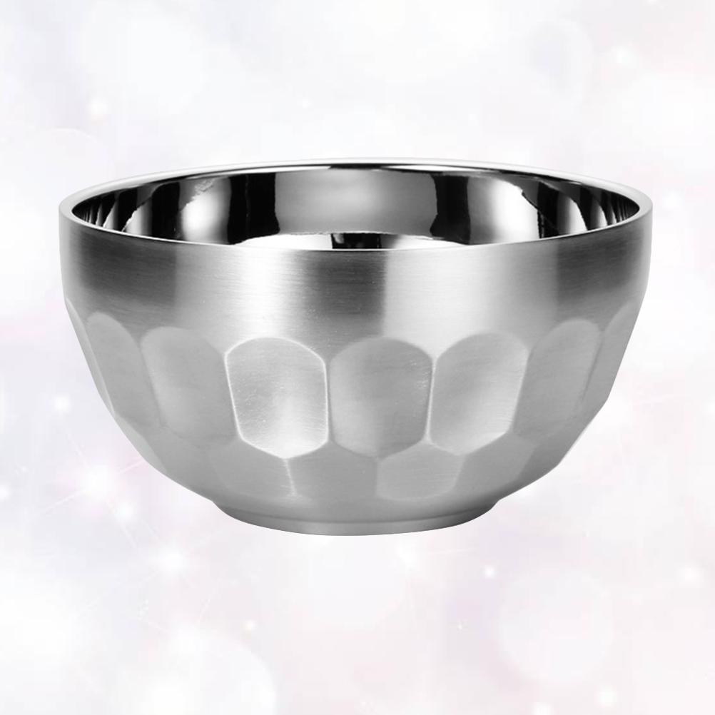 304 Stainless Steel Double Layers Insulated Bowl Silver 11.4cm Practical Rust Resistant Fingerprint Proof
