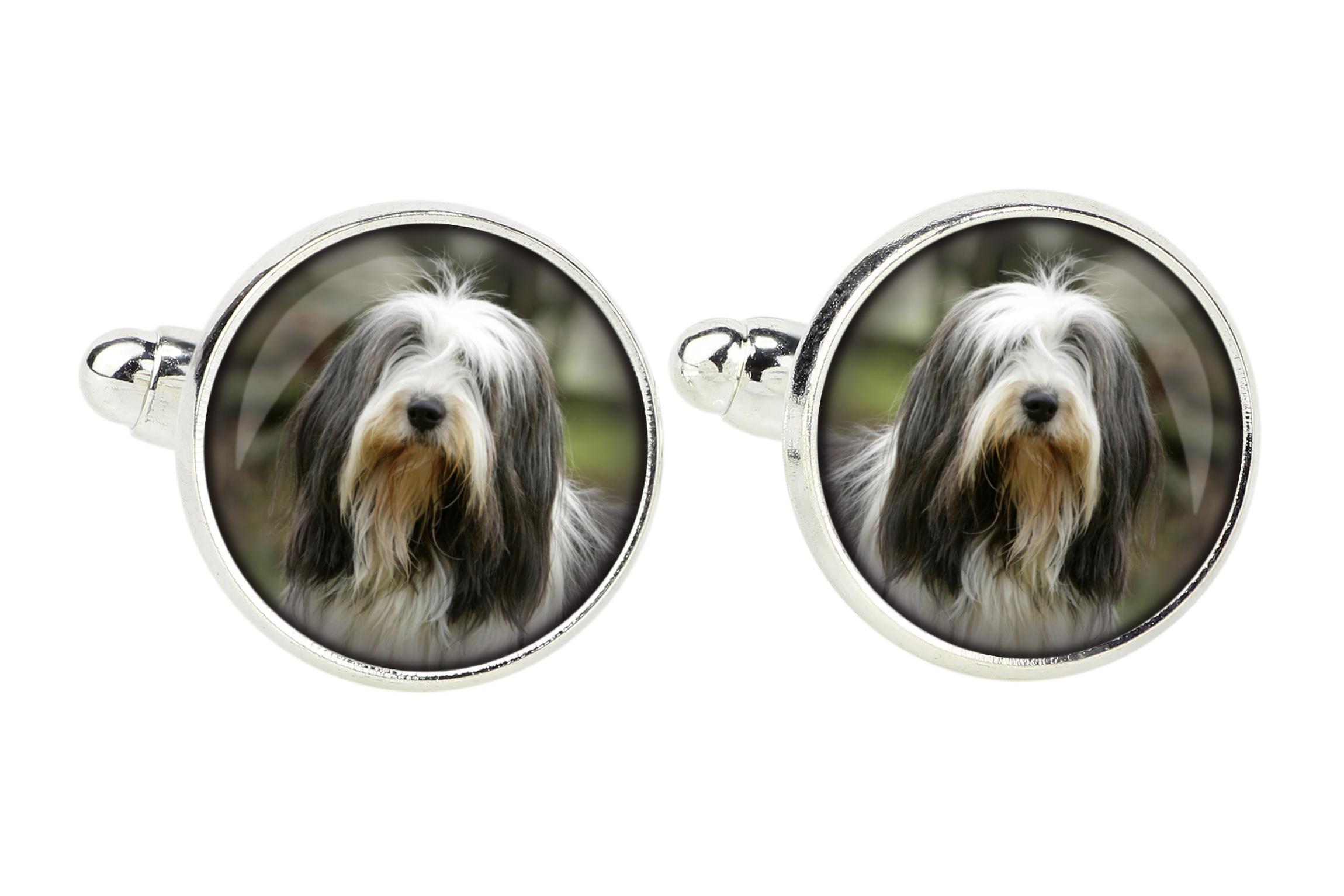 

Bearded Collie, Highland Collie, Mountain Collie - cufflinks, a shirt accessory, a shirt pendant from the Art-Dog brand срібний