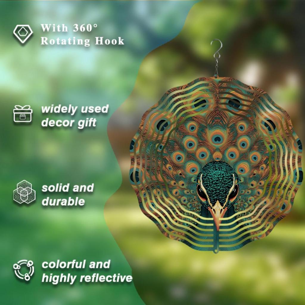 360 Degree Rotating Metal Wind Chime for Garden Decor Perfect Gift for Friends Spring Summer Fall Winter Home Decoration 25.4cm