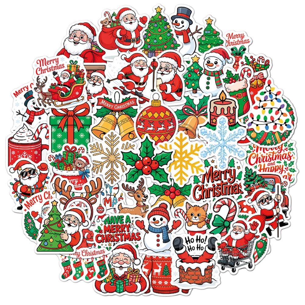 50/100PCS Cartoon Christmas Art Aesthetic Stickers Set for Kids Toy Diary Laptop Scrapbook Decoration Christmas Graffiti Sticker