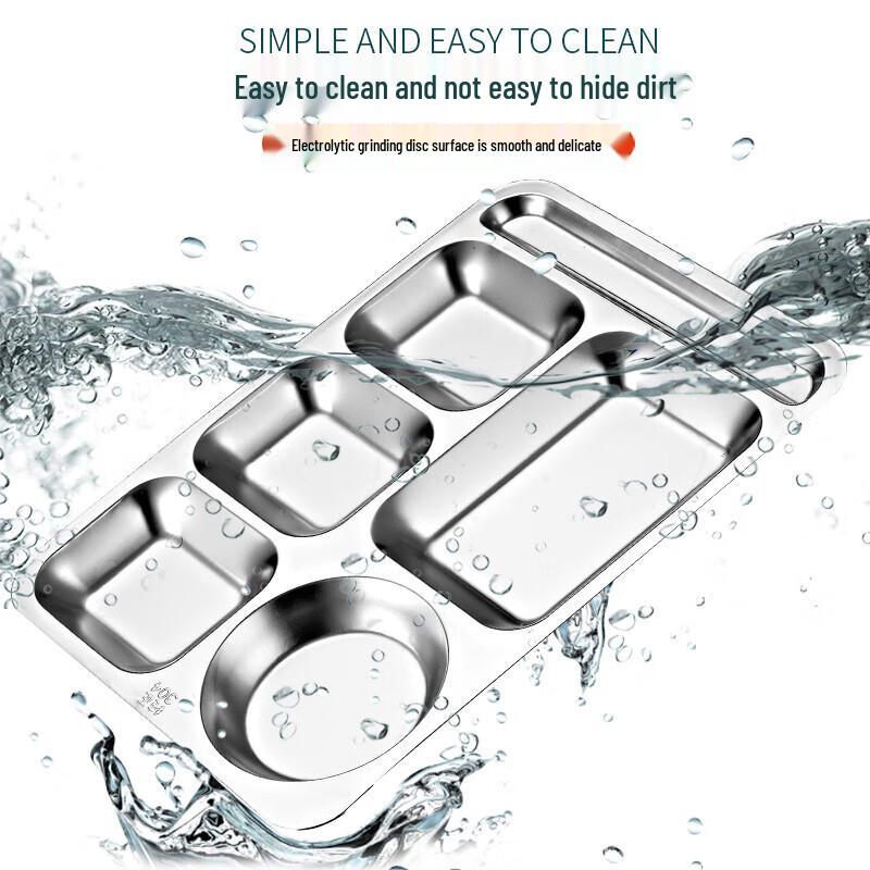 Engravable 304 Stainless Steel 6-Compartment Dinner Plate