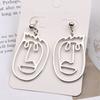 New Punk Face Drop Earrings For Women Retro Abstract Hollow Statement Hand Metal Fashion Dangle Earring Jewelry