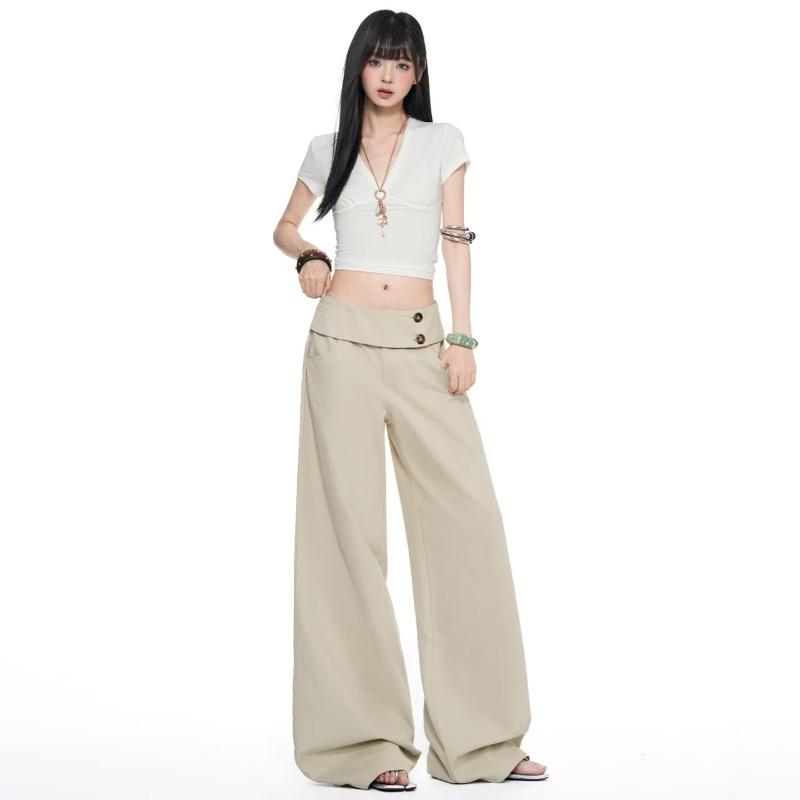 VIONA American Retro White Wide Leg Jeans Women Summer Loose Fit Simple Versatile Fashionable Floor-Length Pants Casual Trousers