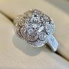 Jie Fashion Ethnic Style Zircon Flower Ring for Women