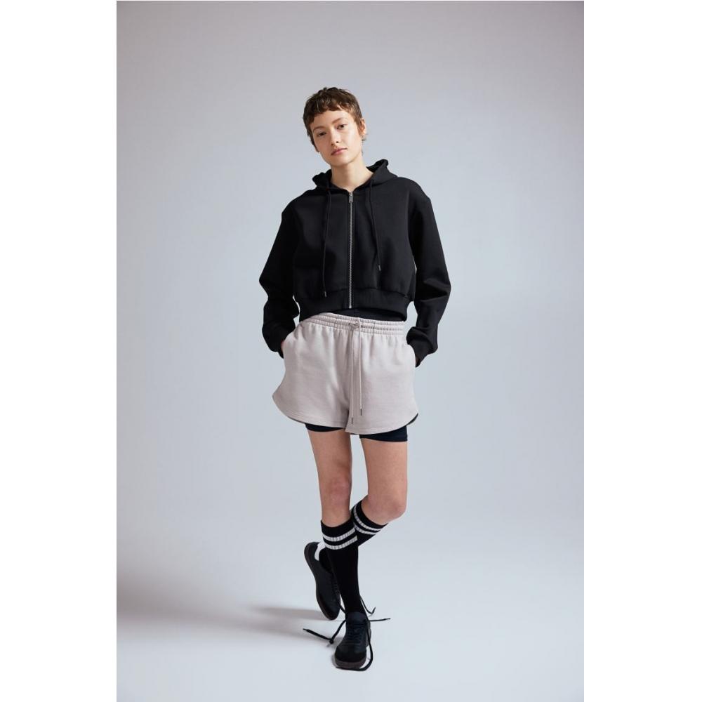 

Укороченная толстовка с капюшоном на молнии HM черного цвета