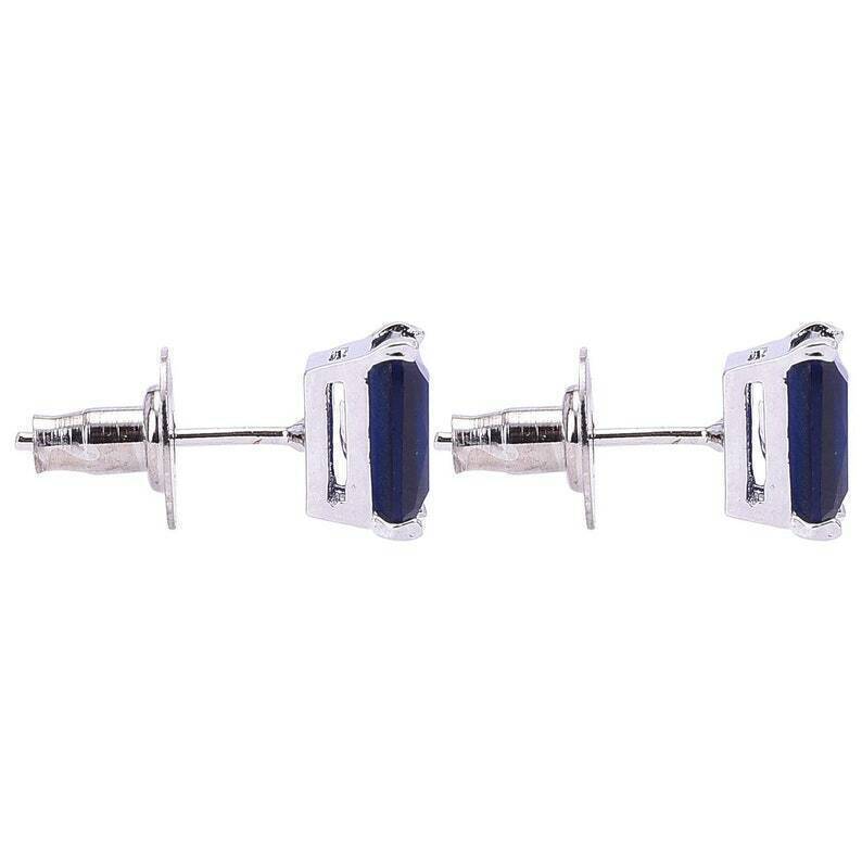 Handmade 925 Sterling Silver 14 Carat Blue Sapphire/Neelam Stud Earrings For Her