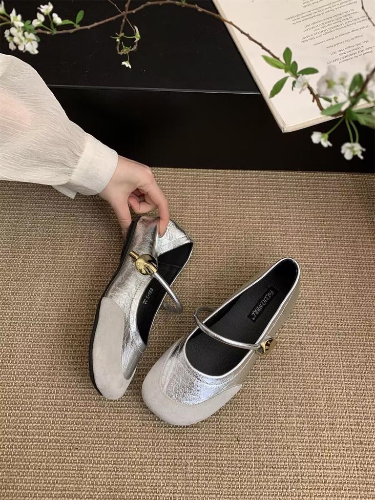 Simple light mouth ballet white French Mary Jane shoes women's 2025 new spring skirt light mouth flat sole shoes