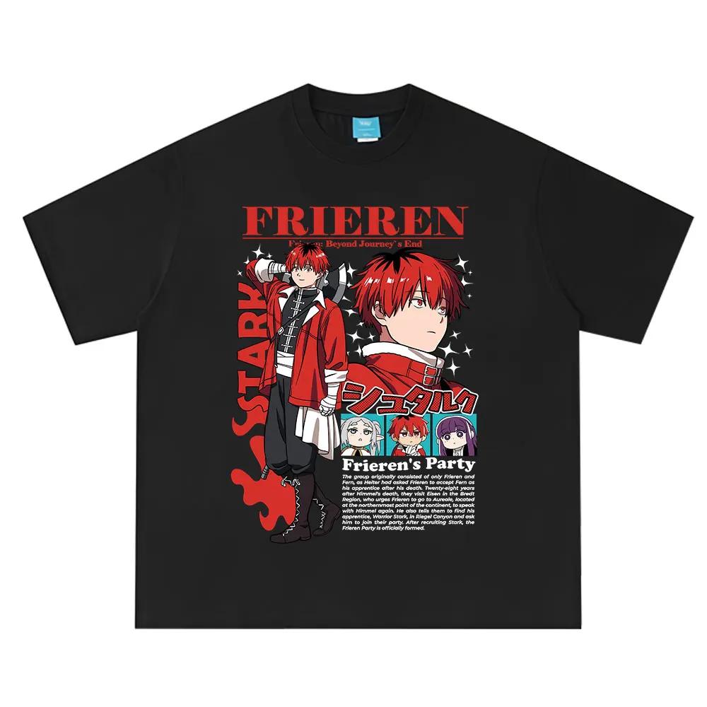 

Anime Frieren_ Beyond Journey s End Stark Graphic T-shirt Men Women Clothing Fashion Harajuku Short Sleeve Cotton Summer T Shirt S чёрный