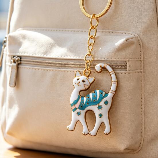 Cat Keychain Pendant Lightweight Metal Keychain Creative Enamel Cat Keyring Portable Key Chain Bag Charms Fun Accessories Gifts